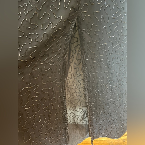 Jakelin Silk Sleeveless Beaded Gown with High Neck, Keyhole Front, and Open Back - Picture 8 of 14